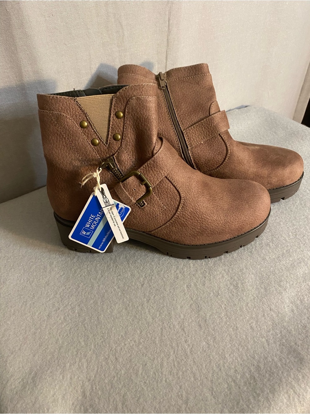 Women's Brown Ankle Boots with Buckle